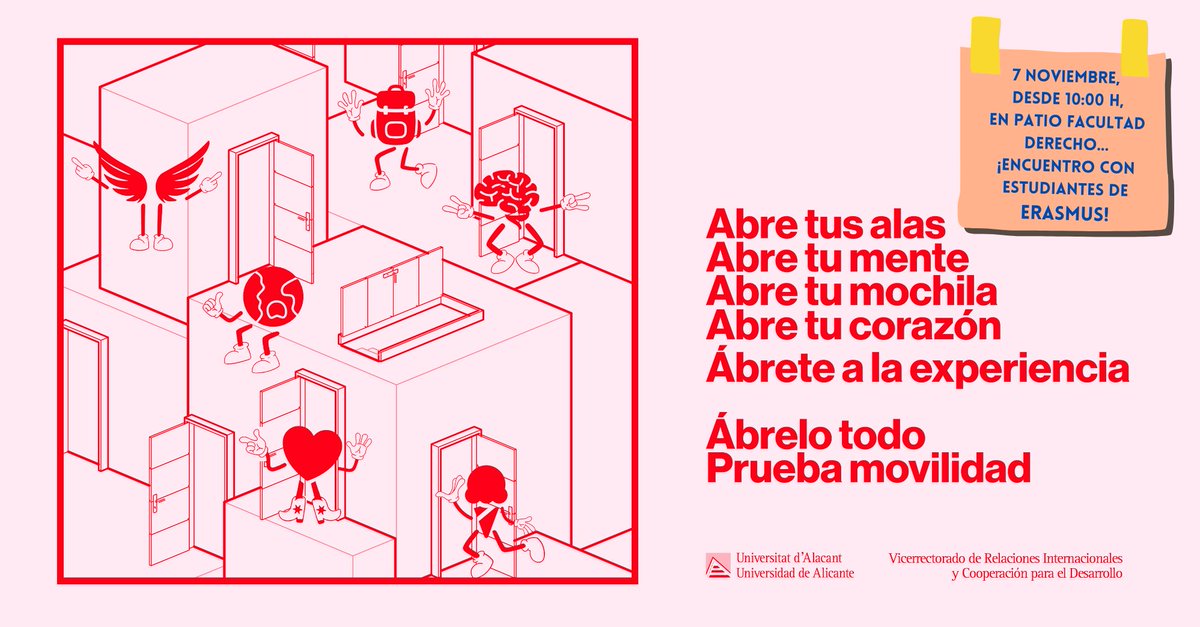 TROBADA AMB ESTUDIANTS ERASMUS
Et convidem a l'estand que el 7 de novembre de 2024, al llarg del matí i vesprada, se situarà al pati de la Facultat per a xarrar i compartir les vivències del programa Erasmus.