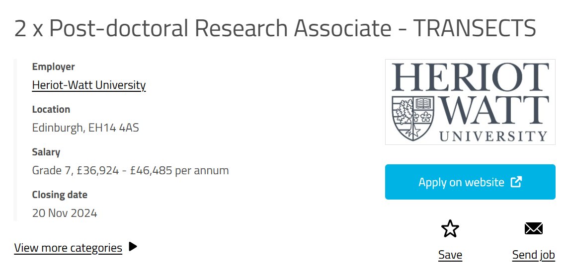 Dr Daryl Burdon (@darylburdon) on Twitter photo 2 great PDRA roles to work on our <a href="/UKRI_News/">UK Research and Innovation</a> funded #TRANSECTS project.
I will be attending the Coast-R network launch <a href="/UniOfHull/">University of Hull</a> so please come and chat if you are interested!
2 x Post-doctoral Research Associate - TRANSECTS job with Heriot-Watt University | 1402052066 2 great PDRA roles to work on our <a href="/UKRI_News/">UK Research and Innovation</a> funded #TRANSECTS project.
I will be attending the Coast-R network launch <a href="/UniOfHull/">University of Hull</a> so please come and chat if you are interested!
2 x Post-doctoral Research Associate - TRANSECTS job with Heriot-Watt University | 1402052066