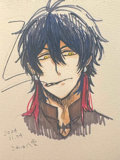 ブ.ルーピ.リ.オ.ドの八雲初めて描いたけど得意な顔だった…好き 