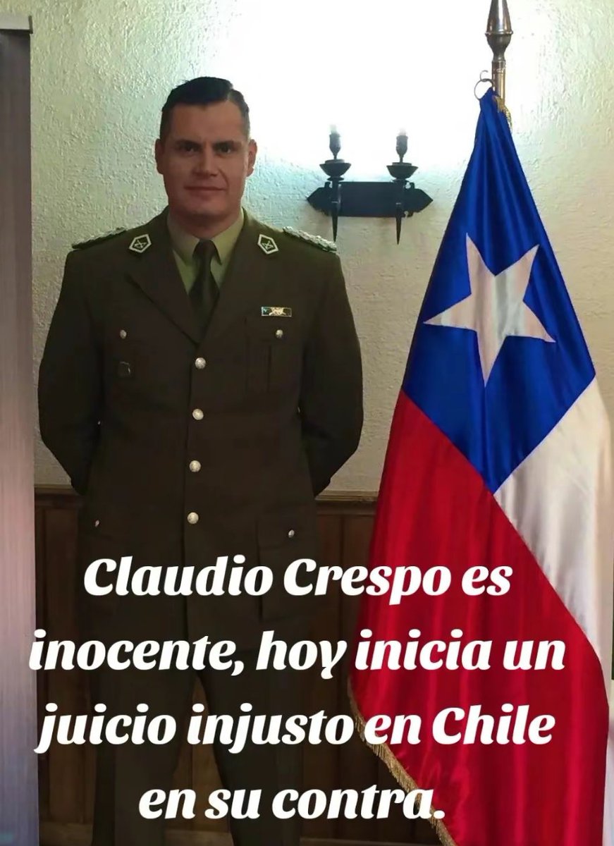 aprachile's tweet photo. Claudio Crespo es inocente y Gatica estaba tirando piedras a Carabineros de Chile. 

Hoy comienza juicio contra el excomandante Claudio Crespo por el caso de Gustavo Gatica durante el estallido delictual https://t.co/Uj7sATDbWO