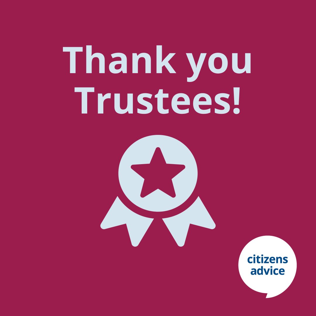 It’s #TrusteesWeek and we want to say a huge thank you to all our incredible trustees who give up their time to support Citizens Advice!

Whether at a national or local level, their support is vital in allowing us to continue helping people when they need us most 💙