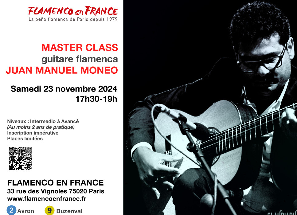 Regardez cette publication Instagram de @flamencoenfrance 

instagram.com/p/DB8qwx8s3Rw/… 

MASTER CLASS de GUITARE FLAMENCA
Samedi 23 novembre 2024 de 17h30 à 19h