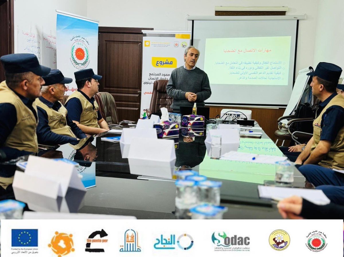 YouthBridgeDev1's tweet photo. Youth Bridge Organization and Nineveh Center for Minority Rights conduct a second training workshop to develope Sinjar and Til-Afar Community Police skills to better serve the local community. Within @Tatweerll and with support of  @IraqUpp &amp; #EU https://t.co/jZIaB5WLYG