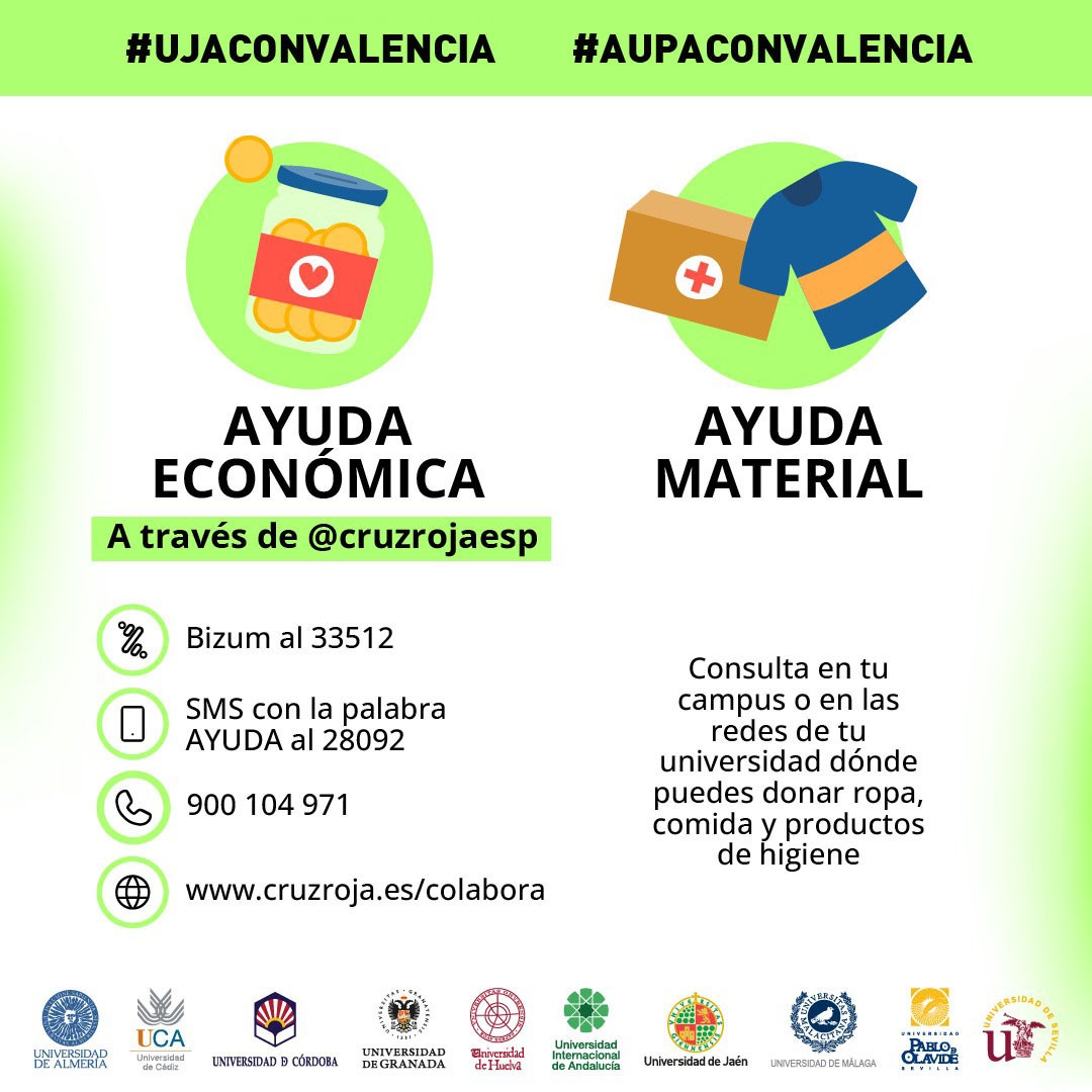 ujaen's tweet photo. La UJA, a través de @CEUJA, ha lanzado una recogida solidaria de material para las personas afectadas por la DANA.

¿Quieres ayudar? 💪 Pasa por los puntos de recogida en la UJA:

📅 Del 6 al 17 de noviembre
📍 Campus de Jaén y @EPSLinares

#UJACONVALENCIA y #AUPACONVALENCIA https://t.co/ITqbDkHcPc