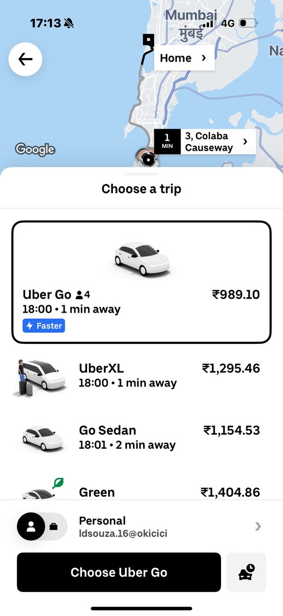 16Ldsouza's tweet photo. @Uber_India what are these prices. I paid ₹500 to get here and now you double the same? Why? What’s the logic? 

You think you can rob the public ? 
@timesofindia @mumbaimirror https://t.co/FM3kjiLfQg