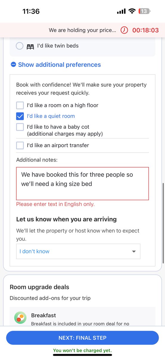 just_swap's tweet photo. @agoda here is a space of improvement/bug I encountered yesterday while booking. 

Expecting bug bounty reward 🤩 https://t.co/HHPDkMqztL