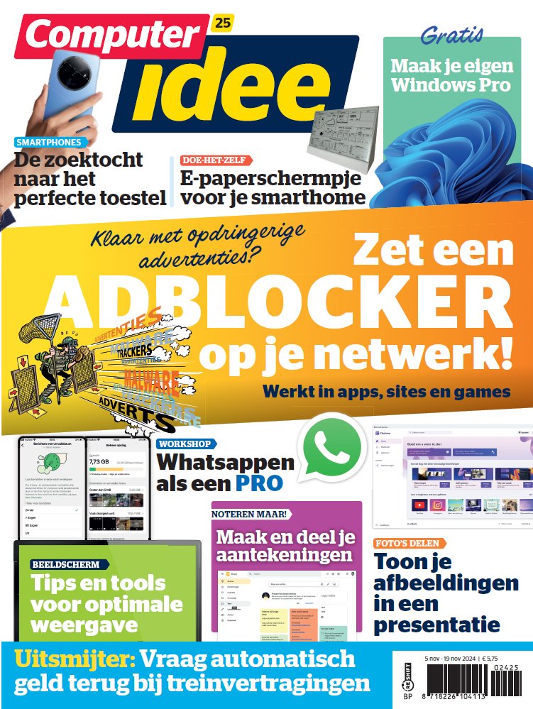 Computeridee's tweet image. Met een DNS-filter houd je op netwerkniveau effectief alle trackers en ongewenste advertenties buiten de deur. Het werkt op alle apparaten en ook voor apps! In Computer Idee 25 lees je precies hoe je dit eenvoudig zelf regelt. Verkrijgbaar vanaf 5 november.