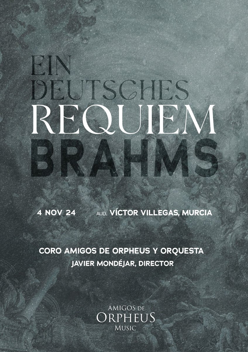 📅4-11-24
🕗20:00h.
📍Auditorio Víctor Villegas
🎟 Taquilla y web del auditorio

Una obra de consuelo y esperanza, una meditación sobre la vida y la muerte que trasciende la tradición litúrgica para hablar directamente al corazón humano.

Tras dos años de ensayos, llegó el día.