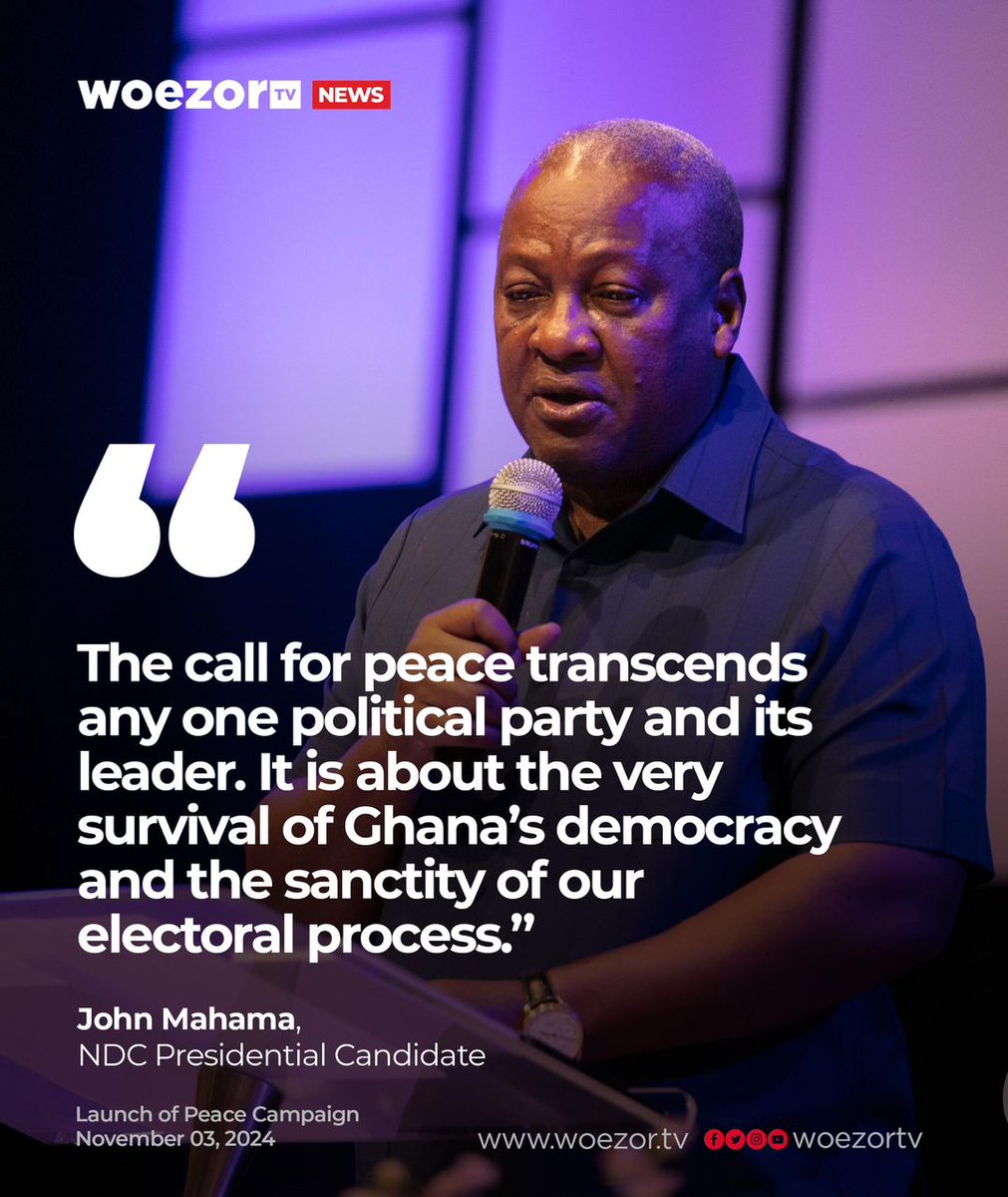 mpowerghana's tweet photo. Highlights of John Mahama’s speech at the launch of a National Peace Campaign.

#MahamaForPresident
#ResettingGhana
#LetsBuildGhanaTogether
#PeacefulGhana https://t.co/Z6fGANokTk