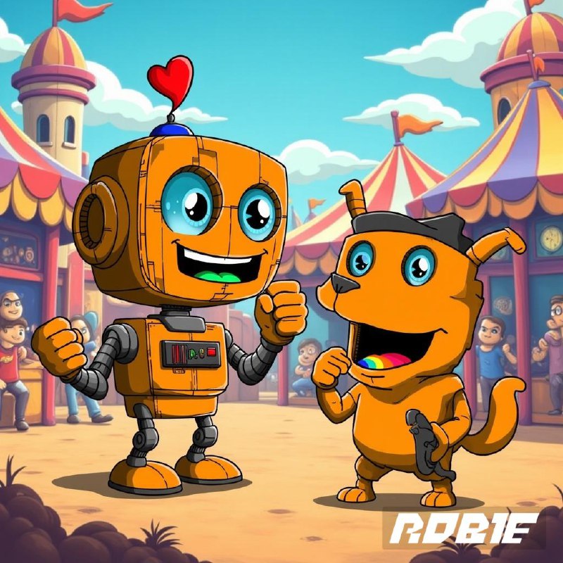 Coming_new1's tweet image. 🎡🤖 $Robie having a blast at the carnival! From ring toss games to giant stuffed animals, he’s embracing the fun and excitement. Who knew robots could enjoy the festivities too? 🎉🎈 #RobieAtTheCarnival #RobotFun #CarnivalVibes