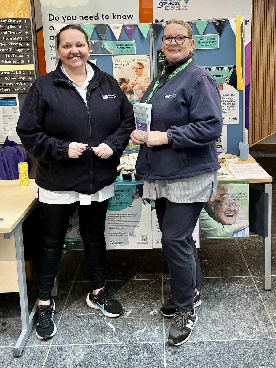 dianeduffyOT's tweet image. Celebrations for #OTweek are well underway in @setrust. OT pop-up stands all week at Ulster Hospital, Downe Hospital and LPCCC. Come and along and say hi! @cbaisleyOT @RCOTPolicyNI