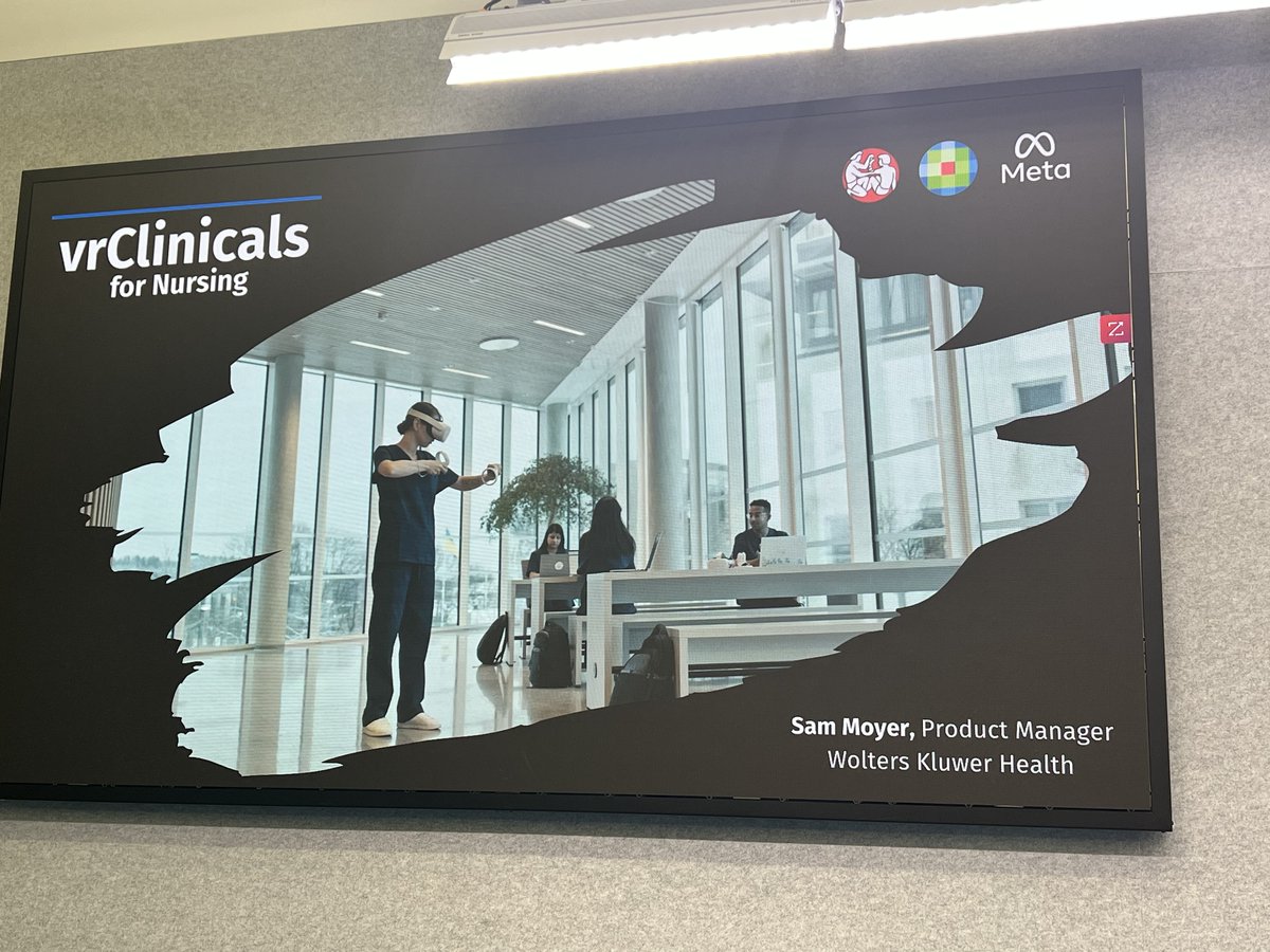 wkhealth's tweet image. Last week, we had the honor of being invited to the @Meta offices to demo #VRClinicals for Nursing. Our own Sam Moyer was joined by Kaitlyn Picard from the@UofR to chat about rolling out VR for students and faculty. #Metaforwork #MetaforEDU #MetainnovationdayNYC @NursingCenter