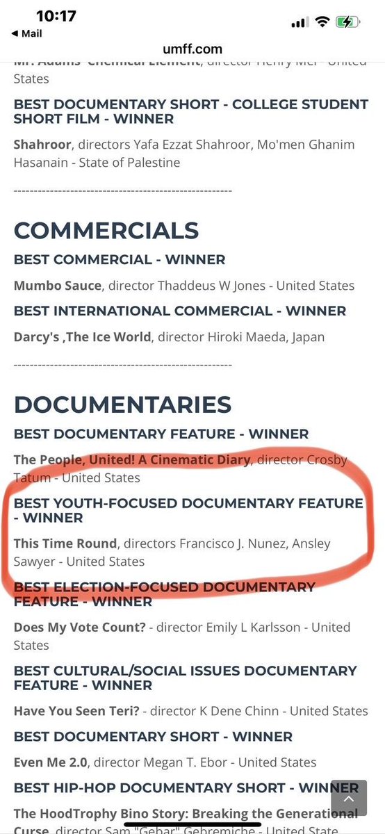 I'm thrilled that "This Time Round" has won the "Best Youth Focused Documentary Feature" at the @UrbanMediamakers Film Festival!! Our film highlights young people's challenges and triumphs in 20-21, <a href="/ypcofnyc/">Young People’s Chorus of New York City</a> team. [UMFF Winners 2024](buff.ly/3Cdixor).