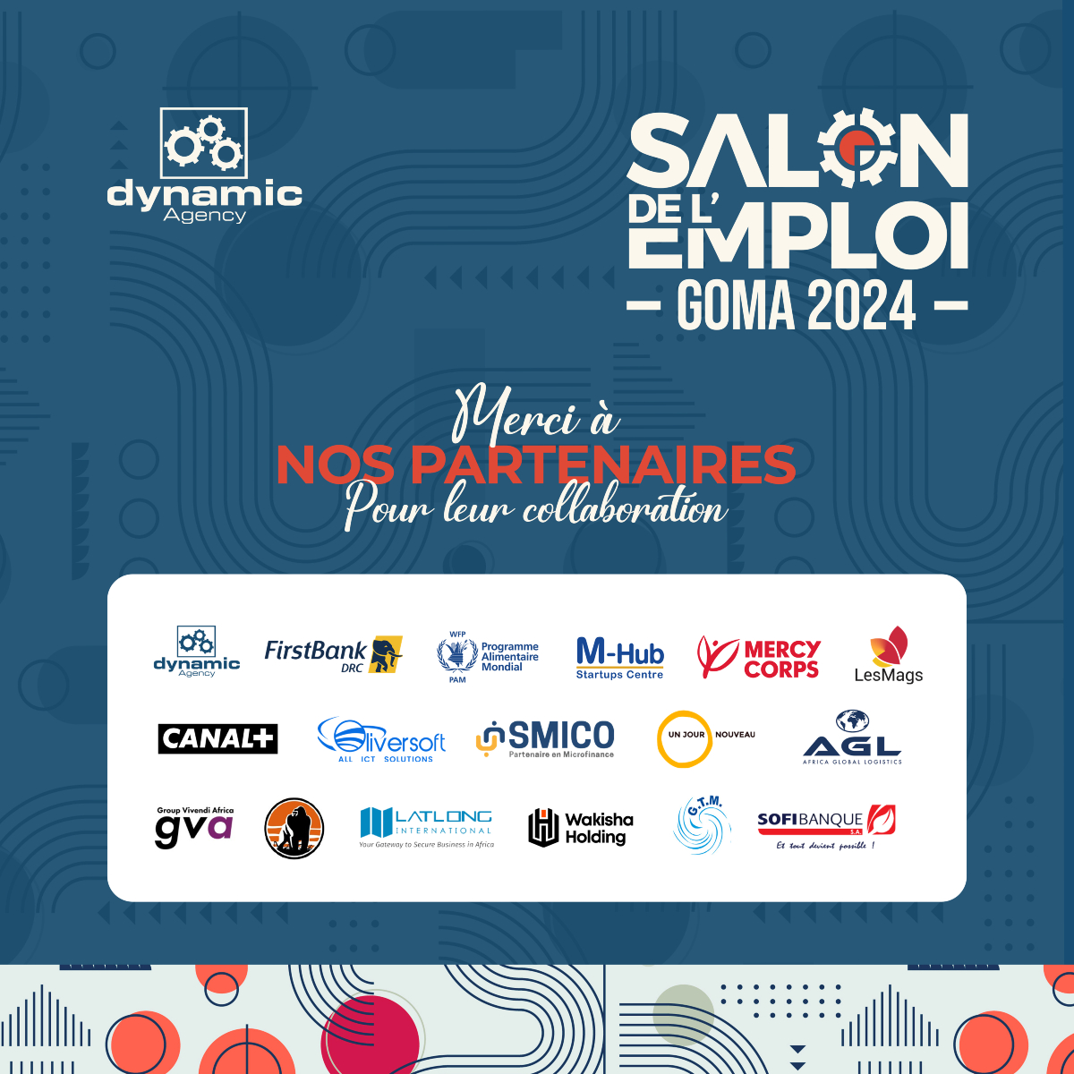 Dynamicagencycd's tweet photo. Nous tenons à remercier nos sponsors, recruteurs et participants, pour leur accompagnement et participation lors de notre Salon de l’Emploi Goma 2024. 

Nous vous donnons rendez-vous pour la prochaine édition(Juin 2025).

Cordialement,
L'équipe organisatrice ! https://t.co/piGmJFgdx6
