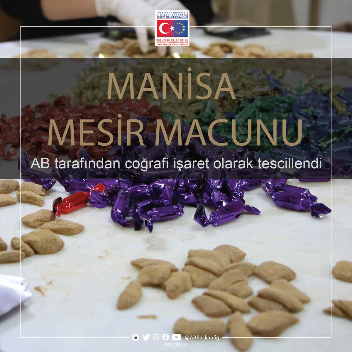 ABBaskanligi's tweet image. The famous “Manisa Mesir Macunu” has been entered in the register of protected geographical indication #PGI in the EU. Together with “Manisa Mesir Macunu”, the number of registered GIs in the EU has reached 28.
@TURKPATENT @TCTarim @TOBBiletisim @EUDelegationTur #EUQuality