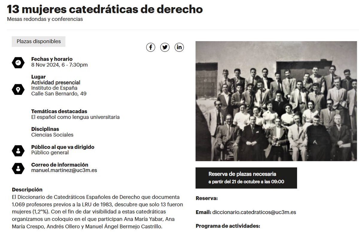 El próximo día 8 tendrá lugar una mesa redonda de catedráticas, entre ellas Ana Yabar de la Facultad de Derecho de la UCM, en torno a la ausencia de mujeres catedráticas en la misma, que sólo ha contado con 13.

Aquí puede consultarse toda la información del evento: