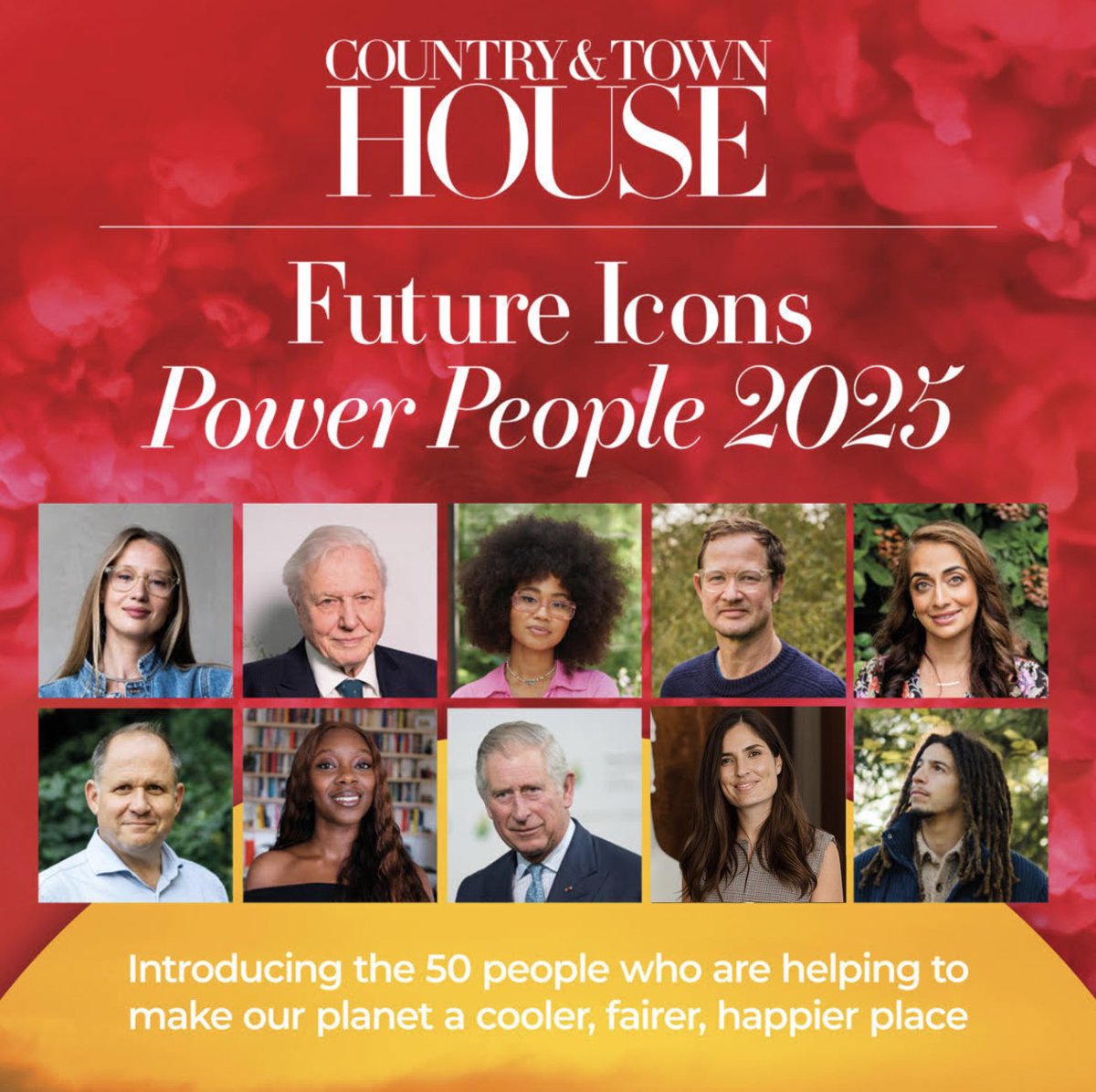 Surreal, to be within the 50 most influential people who are shaping a more sustainable, and equitable world alongside David Attenborough, King Charles, Alice Eady, <a href="/AislingConnaugh/">Aisling Connaughton</a>, <a href="/ArizonaMuse/">Arizona Muse</a>, Carole Bamford OBE etc. Thank you so much <a href="/countryandtown/">Country and Town House</a>. #FutureIconsPowerPeople