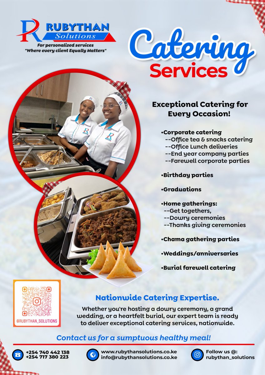 For End Year Company parties kindly contact us through 
0740 442 138 /
0717 380 223
Email : info@rubythansolutions.co.ke