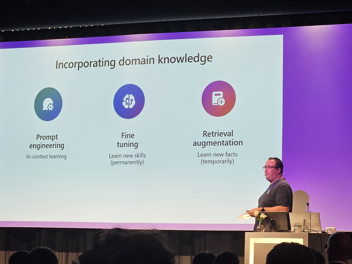 roderickschoon's tweet photo. Next session on  #microsoftaitour Production ready RAG with Azure AI Search. Very interesting. Use struct and unstruct data. https://t.co/OxNRRPq9Yw