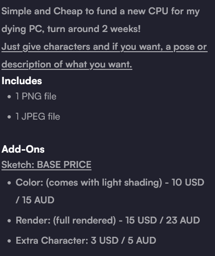 Vaernima_'s tweet image. For literally 3$ USD get a cute skeb on my #VGen ! Don't have VGen? THATs OKAY I got a Ko-fi too! I wish to fund parts for my PC and play around with brushes on CSP!
Share if you can 🥺🥺
#emergencyComm #VGenComm #commissionsopen