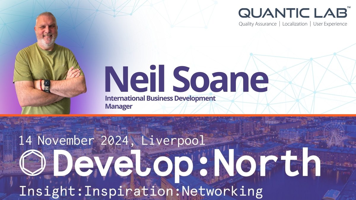 QuanticLabRo's tweet image. See you @developconf !!!
Thursday, November 14 at The Spine, Liverpool.
Send a message on MeetToMatch to connect with Neil and explore potential collaborations at one of the UK’s premier gaming events. 
#DevelopNorth #QuanticLabTeam #videogames #networking