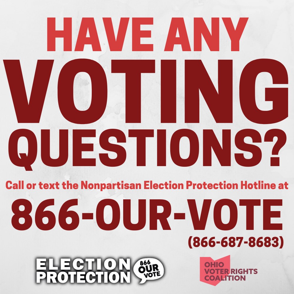 Have any voting questions?
Call or text:
Election Protection: 866-OUR-VOTE (866-687-8683)