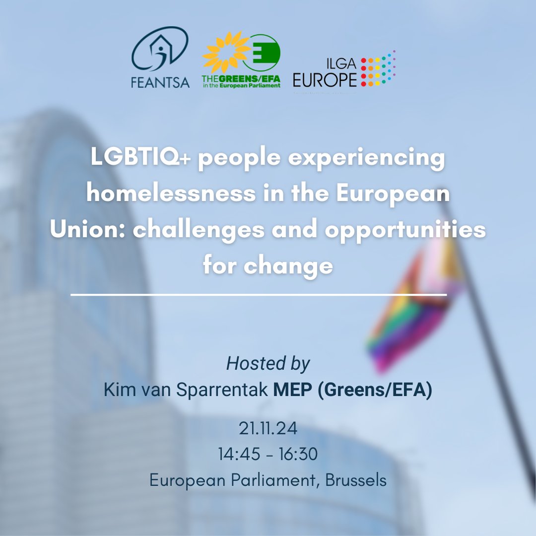 ILGA-Europe (@ilgaeurope) on Twitter photo On Nov 21, a meeting at the European Parliament, hosted by <a href="/ILGAEurope/">ILGA-Europe</a>, <a href="/FEANTSA/">FEANTSA</a>, and <a href="/kimvsparrentak/">Kim van Sparrentak</a> MEP, will explore the challenges facing LGBTIQ+ people experiencing homelessness, and the opportunities for change. Register your interest to attend: bit.ly/3UExEh4 On Nov 21, a meeting at the European Parliament, hosted by <a href="/ILGAEurope/">ILGA-Europe</a>, <a href="/FEANTSA/">FEANTSA</a>, and <a href="/kimvsparrentak/">Kim van Sparrentak</a> MEP, will explore the challenges facing LGBTIQ+ people experiencing homelessness, and the opportunities for change. Register your interest to attend: bit.ly/3UExEh4