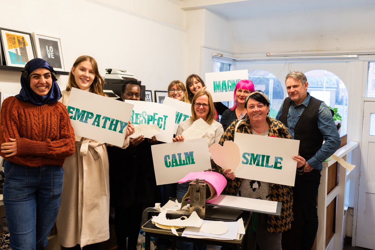 Huge thanks to Small Print Company and our Artists-in-Residence, Bernie Rutter and Taiba Akhtar, for an inspiring printmaking workshop! Participants explored letterpress, antique presses, and hand-mixed inks. Thank you, Chris Barker, for your expertise!