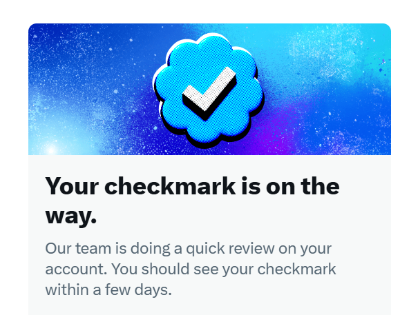 BheemendraP's tweet image. Lo ji fir aa gyaa! 😄 Finally getting that X check mark! Bringing a touch of swag to the profile! 💯✨
#CheckMarkOnTheWay #VerifiedVibes #TwitterBlue #XUpdate #BloggerDream