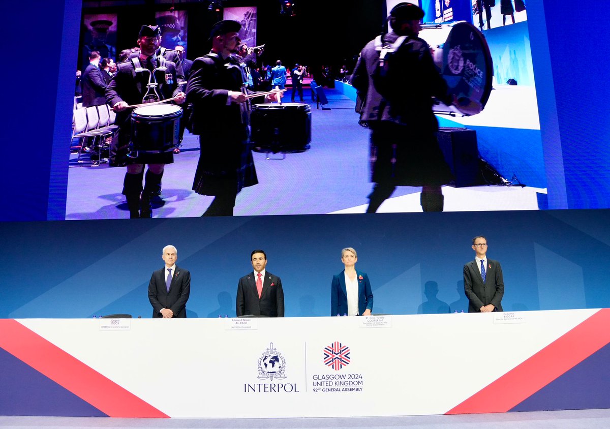 INTERPOL_HQ's tweet image. 📸 Highlights from the opening ceremony of the 92nd #INTERPOLGA in Glasgow, United Kingdom.