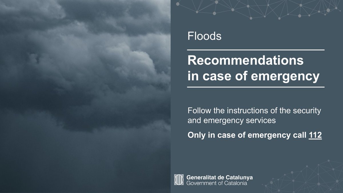 ☔️ Heavy rain alert in:

🔹 Barcelonès, Baix Llobregat, Vallès Oriental, Vallès Occidental, Maresme

🔴 Advice from <a href="/emergenciescat/">Protecció civil</a>:

🔹 Extreme caution  
🔹 Restrict travel where possible
🔹 Stay away from flood-prone areas, riverbeds, torrents and cliffs