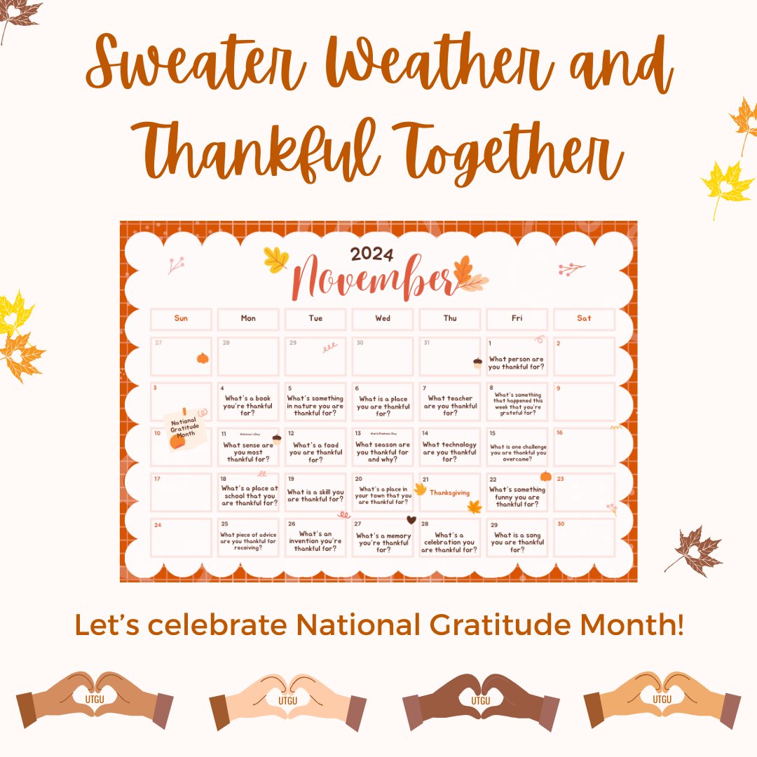 gearuppd's tweet photo. In celebration of National Gratitude Month, take some time to share these gratitude-promoting prompts with your students. These reflection questions will help build relationships and highlight thankfulness all month long! https://t.co/CxTXFQzMFd https://t.co/9RfyxbZsu2