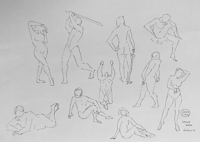 Line of actionで1分×10
ポーマニで出ないふくよかな人の身体は描いてて新鮮だ
次は2分×5でやってみよう 