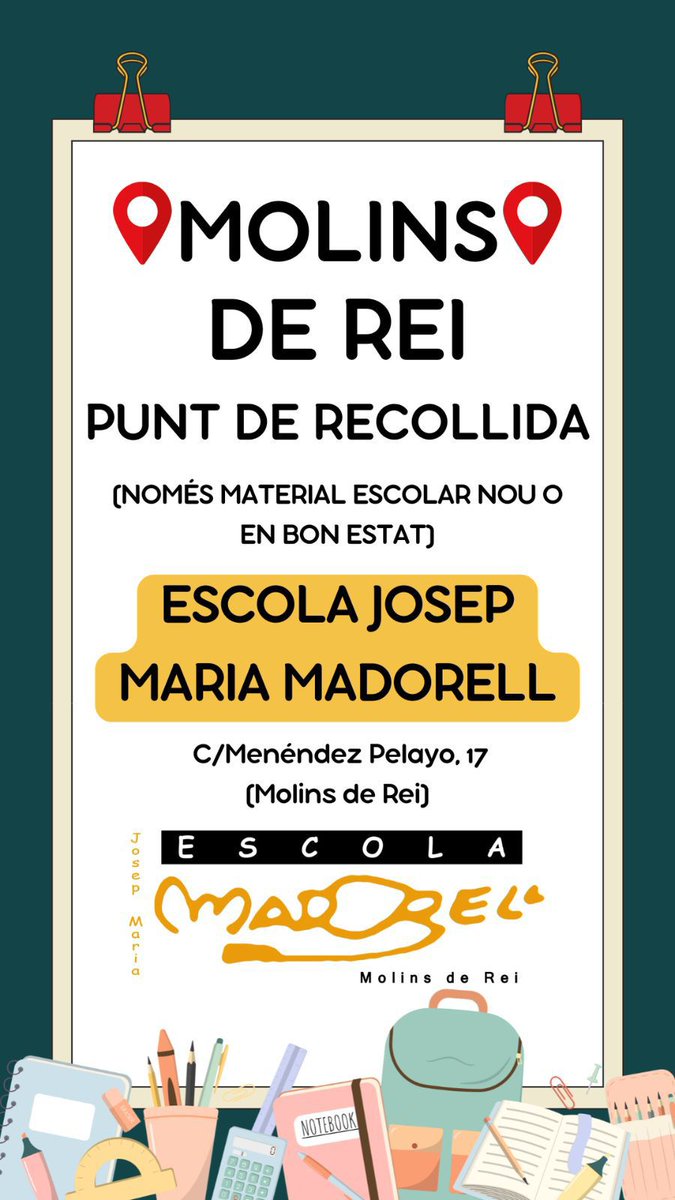 EscolaMadorell's tweet image. A partir del 5 de novembre!

@AjMolinsdeRei @AfaJMMadorell @aliancesmagnet #somMadorell @Radiomolins @ViuMolinsdeRei