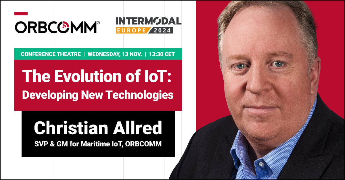 ORBCOMM_Inc's tweet image. Join  ORBCOMM’s Christian Allred, SVP &amp;amp; GM, at the panel discussion “The Evolution of IoT: Developing New Technologies,” at @IntermodalEU to explore the latest IoT innovations in intermodal technology.  zurl.co/u7Hv 
#containerIoT #containershipping  #IntermodalEU