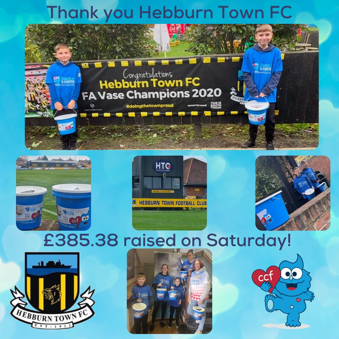 The Charlie & Carter Foundation CCF (@charlie1carter) on Twitter photo Thank you to <a href="/HebburnTown/">Hebburn Town FC</a> for allowing us to hold a bucket collection on Saturday at their match against F.C United of Manchester .
Both sets of fans were incredibly generous & we raised a fantastic £385.38!
Thank you to everyone who donated, we appreciate your support! 💙💙 Thank you to <a href="/HebburnTown/">Hebburn Town FC</a> for allowing us to hold a bucket collection on Saturday at their match against F.C United of Manchester .
Both sets of fans were incredibly generous & we raised a fantastic £385.38!
Thank you to everyone who donated, we appreciate your support! 💙💙