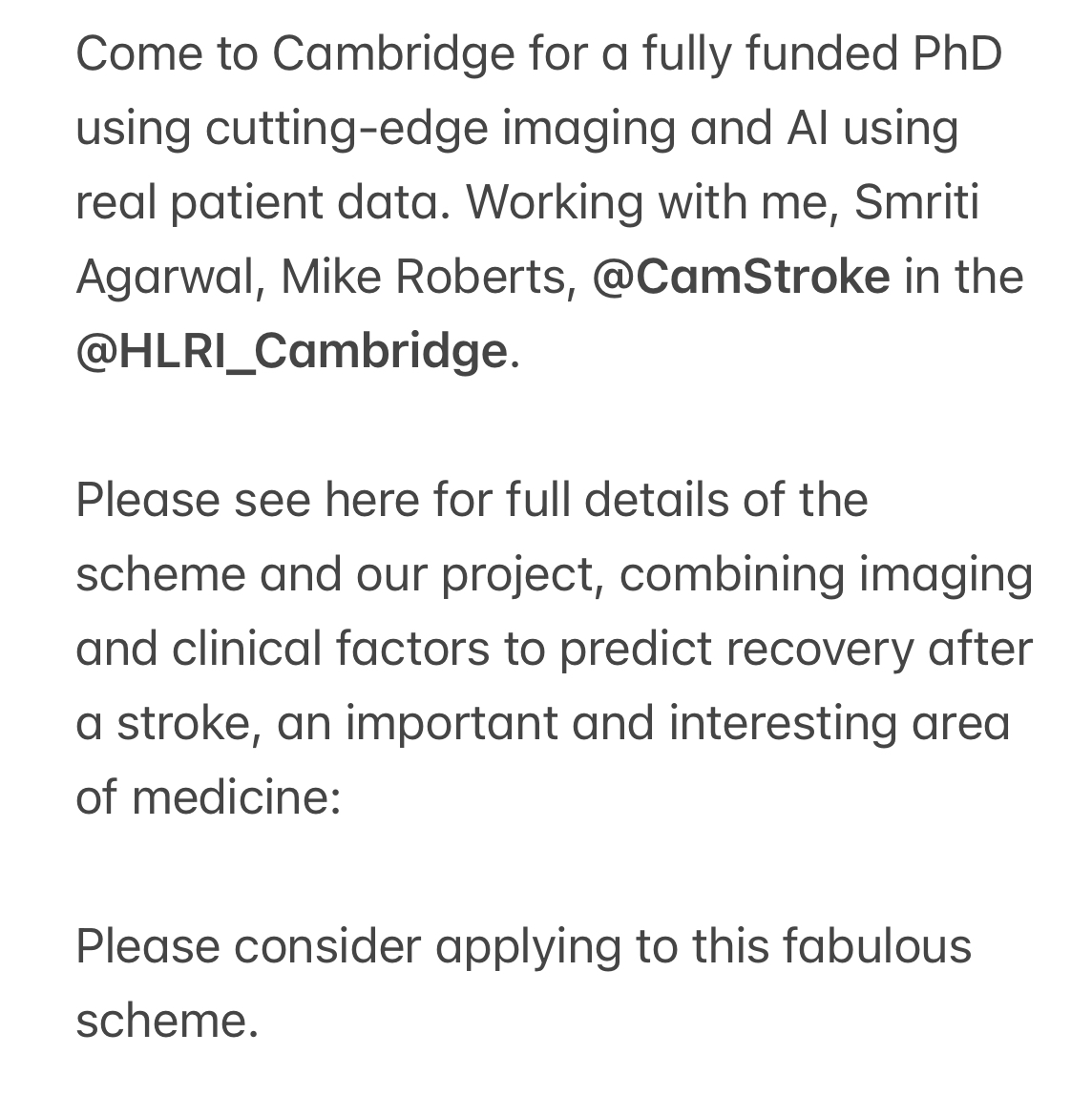 James Rudd (@jhfrudd) on Twitter photo medschl.cam.ac.uk/predicting-rec…
bit.ly/3UiJ3mC
<a href="/HLRI_Cambridge/">VPD Heart & Lung Research Institute</a> <a href="/CamStroke/">Cambridge Stroke</a> medschl.cam.ac.uk/predicting-rec…
bit.ly/3UiJ3mC
<a href="/HLRI_Cambridge/">VPD Heart & Lung Research Institute</a> <a href="/CamStroke/">Cambridge Stroke</a>
