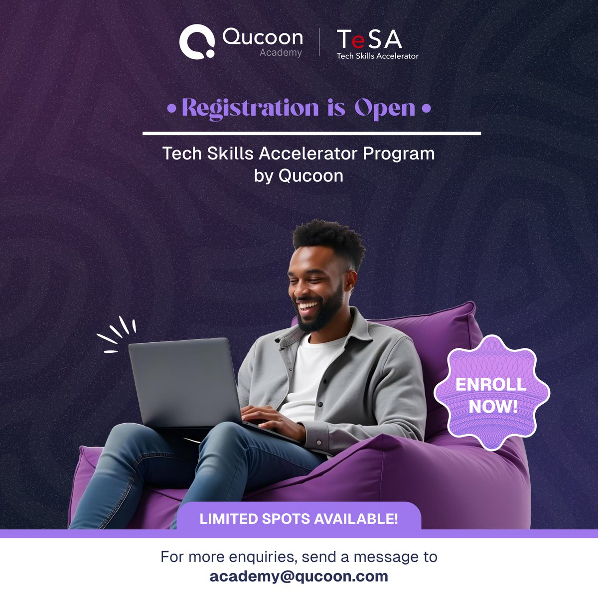 qucoonlimited's tweet image. 🚀 Enroll NOW in TeSA by Qucoon Academy – Absolutely FREE! 🚀

Ready to kickstart your tech career? The wait is over! TeSA (Tech Skills Acquisition) program is now OPEN for registration – and guess what? It's 100% FREE!

✨ Why TeSA?
•⁠ Become a Cloud Engineering pro and master…