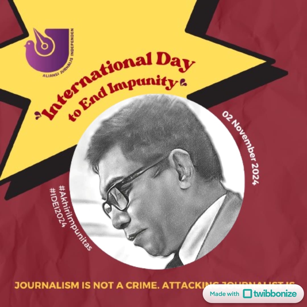 Bersama <a href="/AJIIndonesia/">AJI Indonesia</a>  memperingati Hari Impunitas atas kejahatan terhadap Jurnalis, "Keselamatan Jurnalis dalam Krisis dan Keadaan Darurat"
#AkhiriImpunitas
#IDEI2024
