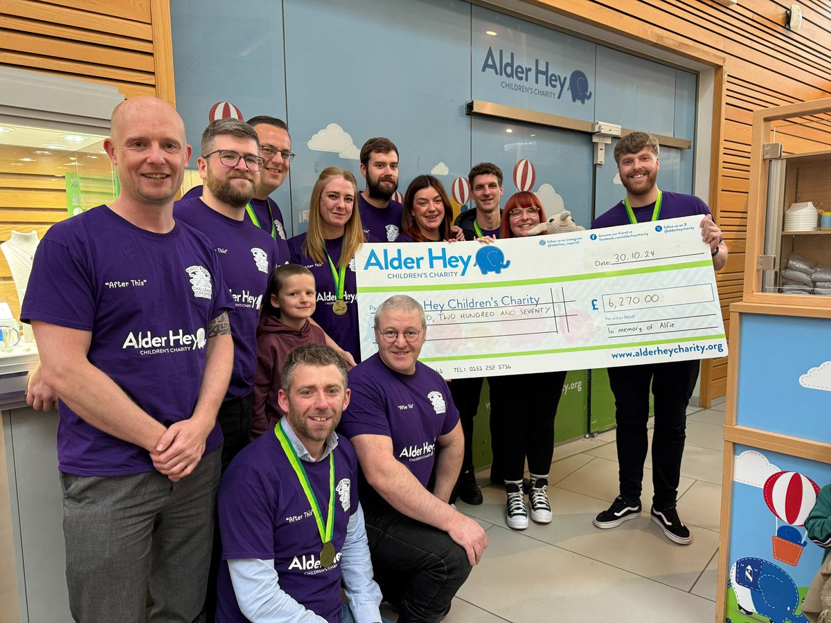 🎉 Congratulations to Alfie Colebrook's incredible family! They’ve raised a phenomenal £8,609 for Alder Hey Hospital, honouring the compassionate care Alfie received. 💙  Your family will always hold a special place in our hearts. You inspire us all! 🙌 #AlfieColebrook #AlderHey