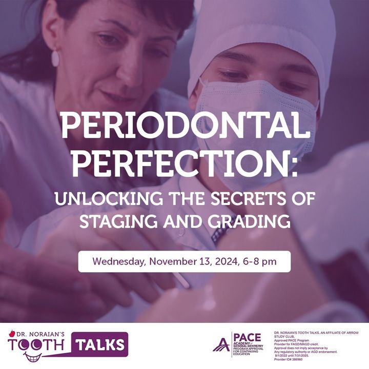 docperio's tweet photo. Attention RDHs, DDSs &amp; DMDs! Dr. Noraian offers hands-on training w/"Unlocking the Secrets of Staging and Grading" Wed, Nov. 13, 6-8 PM. 2 CEUs &amp; dinner at Bloomington CC. RDHs $35, Dentists $255. Save your spot at registration@toothtalks.org or (309) 663-4577. Don’t miss out! https://t.co/2TE5slT27J
