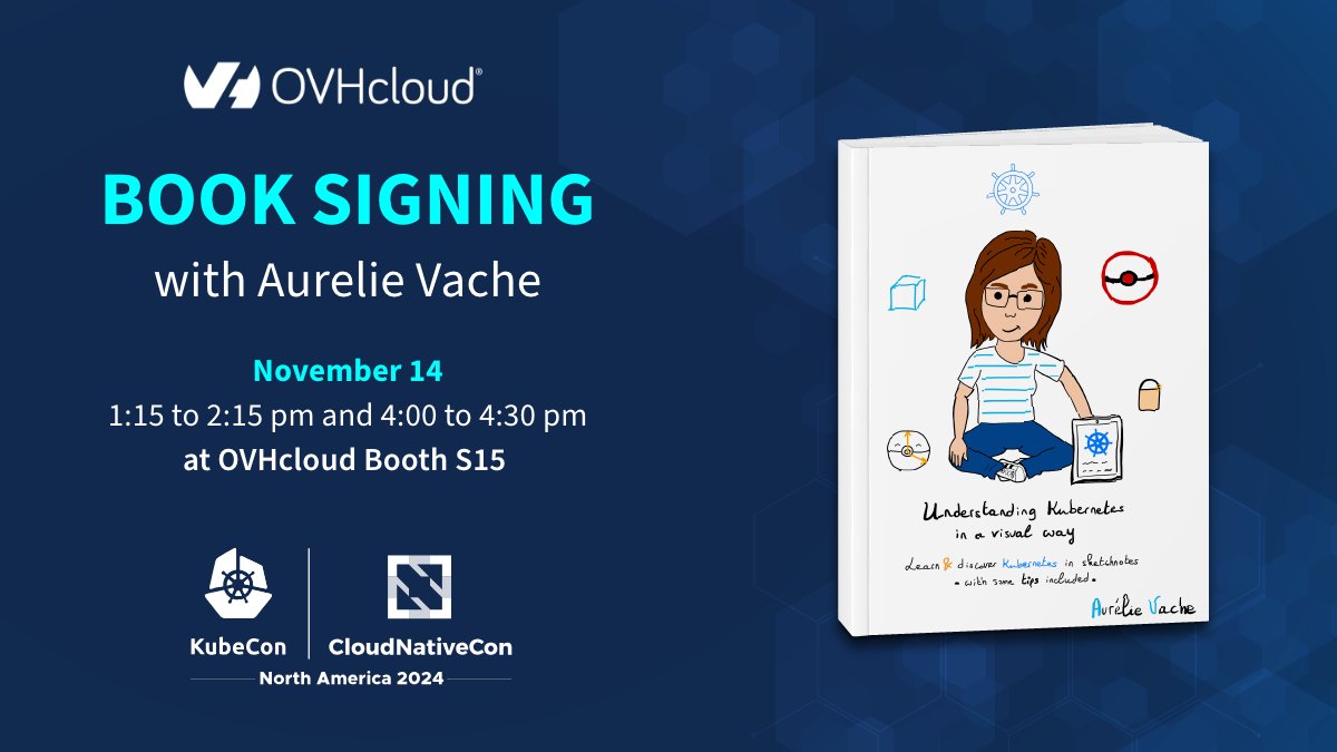 Spoiler alert! 🥳

I'm very happy to inform that I'll do book signing of my "Understanding Kubernetes in a visual way"' book at #CloudNativeCon + #KubeCon NA at Salt Lake City 📚.

Come at the <a href="/OVHcloud/">OVHcloud</a> booth S15 on Thursday during the lunch and the break time!

<a href="/CloudNativeFdn/">CNCF</a>