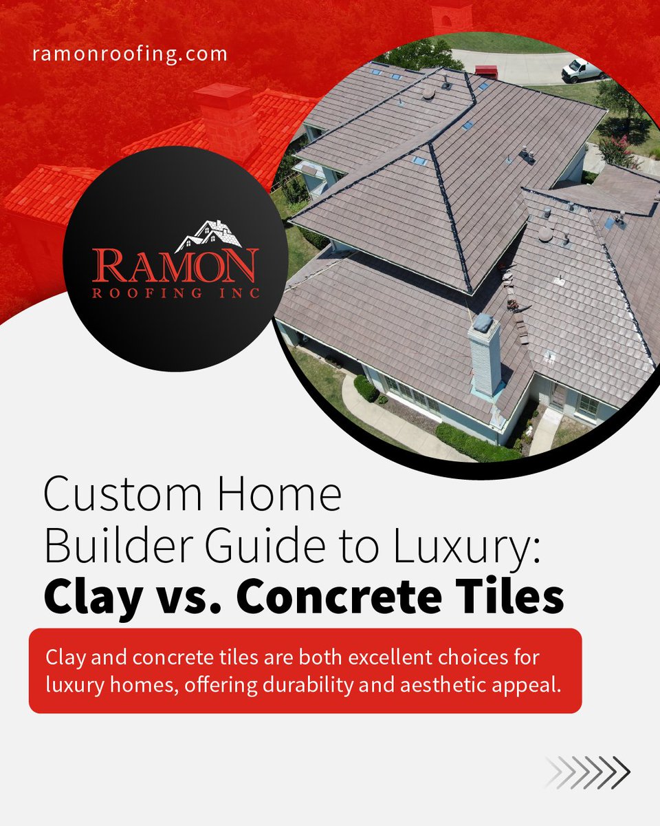 RamonRoofing's tweet photo. Clay vs. Concrete: Which Roof is Right for You?🤔
Clay provides a timeless look, while concrete offers modern versatility at a lower cost.
https://t.co/ccnk22PEFD
#RamonRoofing #ResidentialRoofing #LuxuryRoofing #RoofingBlog #RoofingIndustry #Texas #FortWorth #Austin https://t.co/8JFQ6dDsxL