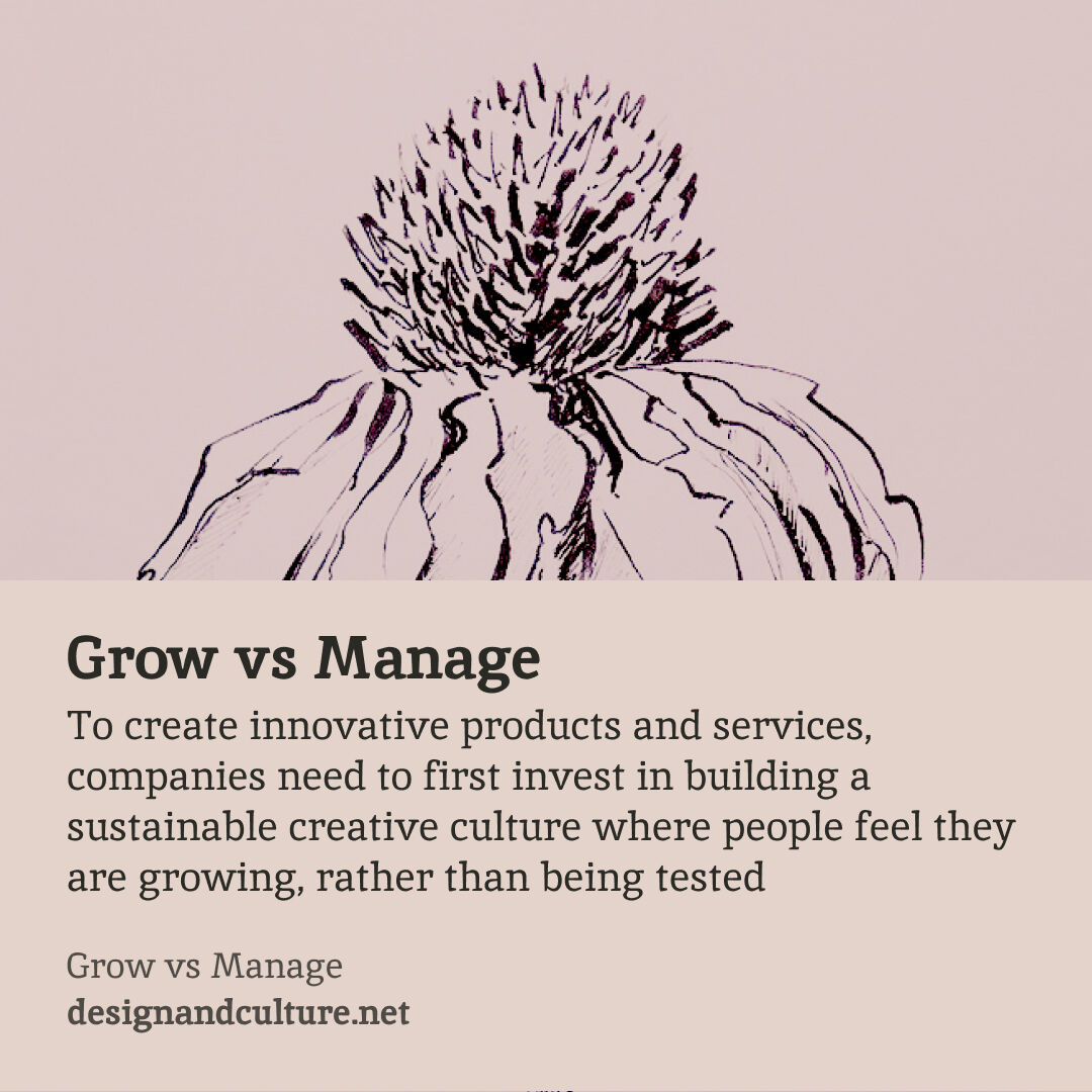 Buscada's tweet photo. Grow vs Manage
To create innovative products and services, companies need to first invest in building a sustainable creative culture where people feel they are growing rather than being tested 
<https://t.co/z7M490oBQe> 
.
.
.
#Innovation #CreativeCulture #Leadership #GrowthMinds https://t.co/T6uSNR98gz
