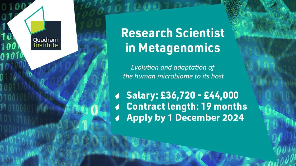 Quadram Institute (@thequadram) on Twitter photo 🆕 New vacancy! Join @Falk_tw's group here at the Quadram Institute &
<a href="/EarlhamInst/">Earlham Institute</a> to work on an <a href="/ERC_Research/">European Research Council (ERC)</a> project investigating the inheritance and evolution of human associated microbes 🦠
💷 £36,720 to £44,000
🗓️ Apply by 1 December 2024
➡️ buff.ly/3YBeBp7 🆕 New vacancy! Join @Falk_tw's group here at the Quadram Institute &
<a href="/EarlhamInst/">Earlham Institute</a> to work on an <a href="/ERC_Research/">European Research Council (ERC)</a> project investigating the inheritance and evolution of human associated microbes 🦠
💷 £36,720 to £44,000
🗓️ Apply by 1 December 2024
➡️ buff.ly/3YBeBp7