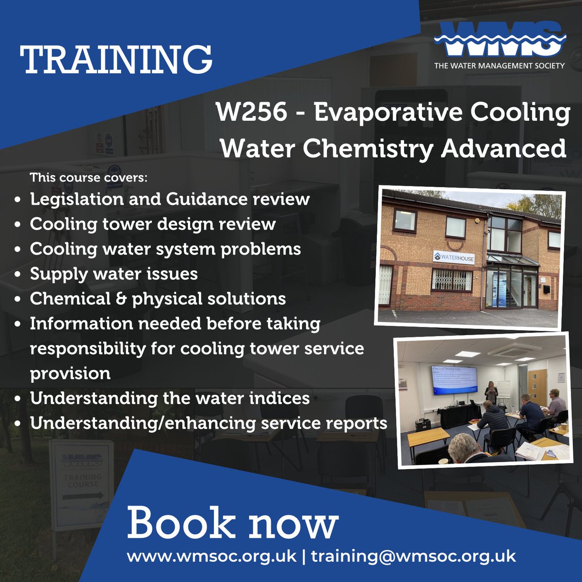 WMSoc1's tweet image. Building on the foundations of water chemistry, learn the design and control of water treatment programmes for cooling water systems, and how to improve the quality of a service report.

Join us on Wednesday 6th November, we have three #SpacesRemaining! wmsoc.org.uk/learning/cours…