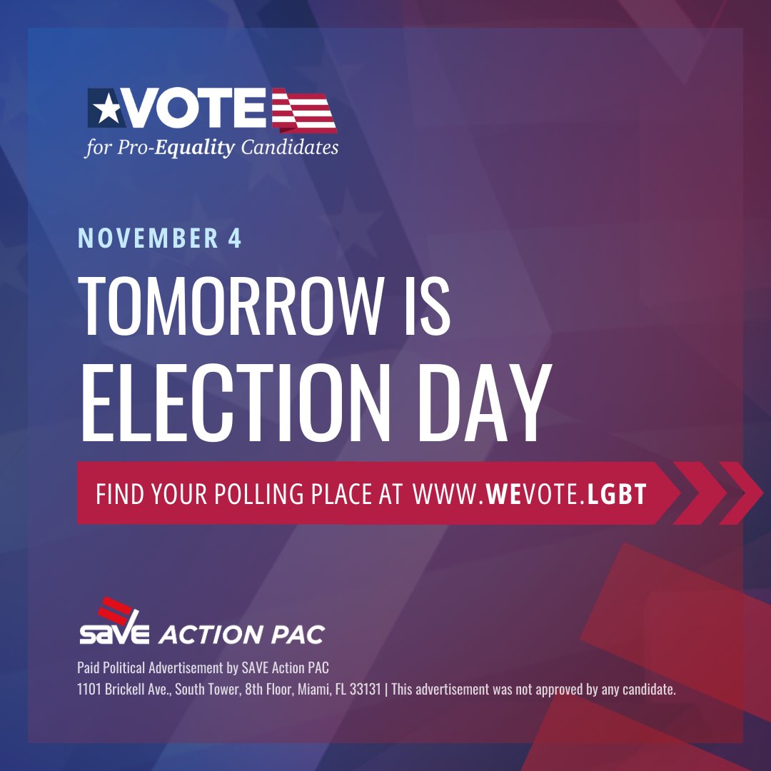 Every vote matters. 🗳️ Be part of the change. 🌈 Visit wevote.lgbt to find your polling place and voting schedule. Let’s make every vote count! #Vote2024 #YourVoiceMatters