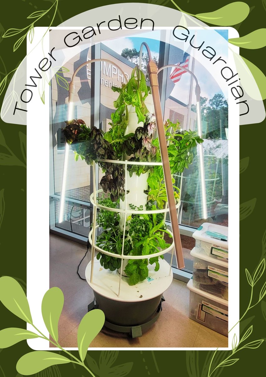 HumphriesSTEM's tweet photo. We have a new position at Humphries ES! These students were the first to be our Tower Garden Guardians. They are helping to keep our plants healthy and growing. #STEM #Hydroponics #GrowInSTEM #Roadrunners https://t.co/f91uVwh85U