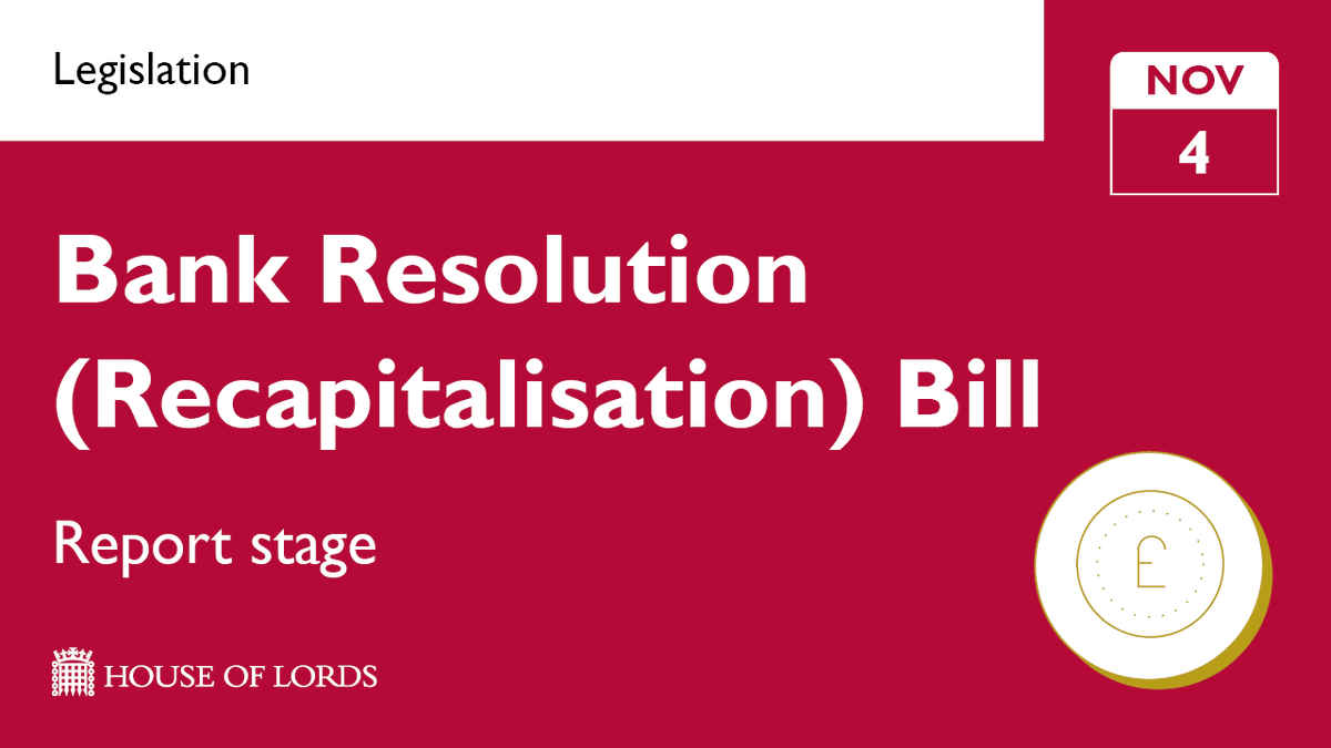 UKHouseofLords's tweet photo. Enhancing the UK’s regime for managing bank failures is on the agenda as the #HouseOfLords makes further checks to the #BankResolutionBill at report stage.
➡️ Learn more and watch online at the link in our bio https://t.co/P4Vam2fDsG