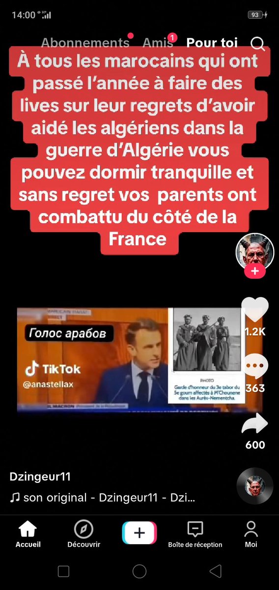 Marocains ! MACRON le confirme , vous étiez du côté de la France et non de l' Algérie,vous avez combattu les Algériens aux côtés des Français .
Arrêtez vos mensonges alors ...